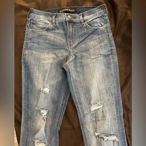 Express Blue Skinny Distressed Jeans